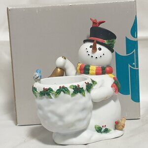 Partylite Snowbell Votive Holder Snowman With Birds In Original Box